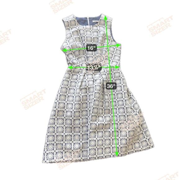 TRINA TURK Blue Floral Woven Jacquard Sleeveless Fit & Flare Women's Sz 4 - Picture 8 of 9